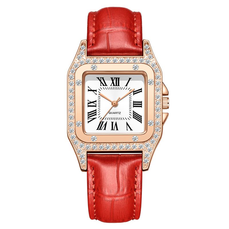 Foreign trade women's watch fashion square shell women's quartz watch diamond belt watch square dial watch