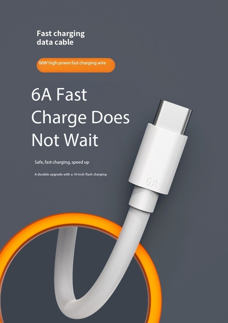 Type-c single-head data cable 6A Flash Charge cable typec is suitable for Huawei mobile phone charging cable quick charge gift