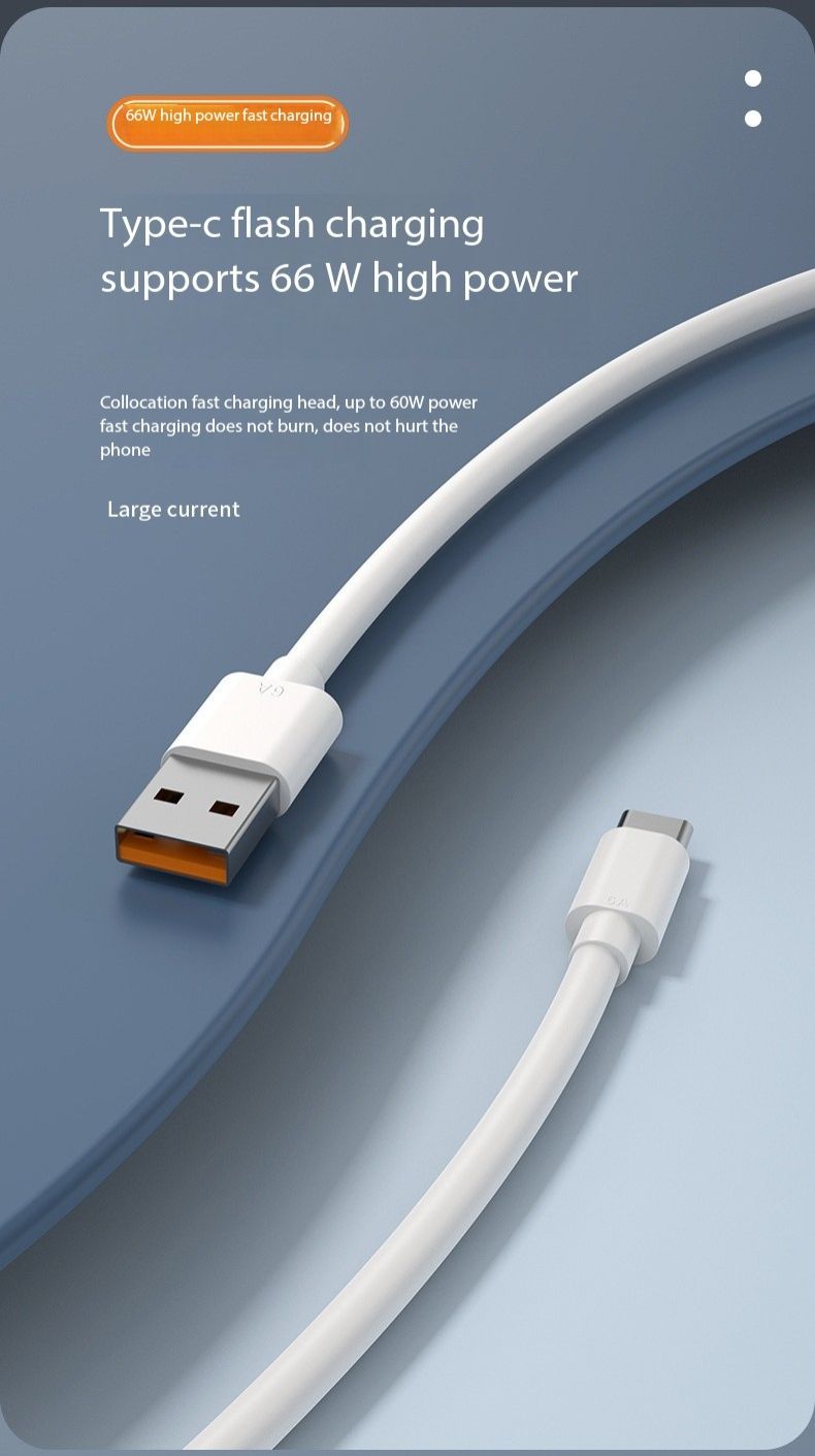 Type-c single-head data cable 6A Flash Charge cable typec is suitable for Huawei mobile phone charging cable quick charge gift