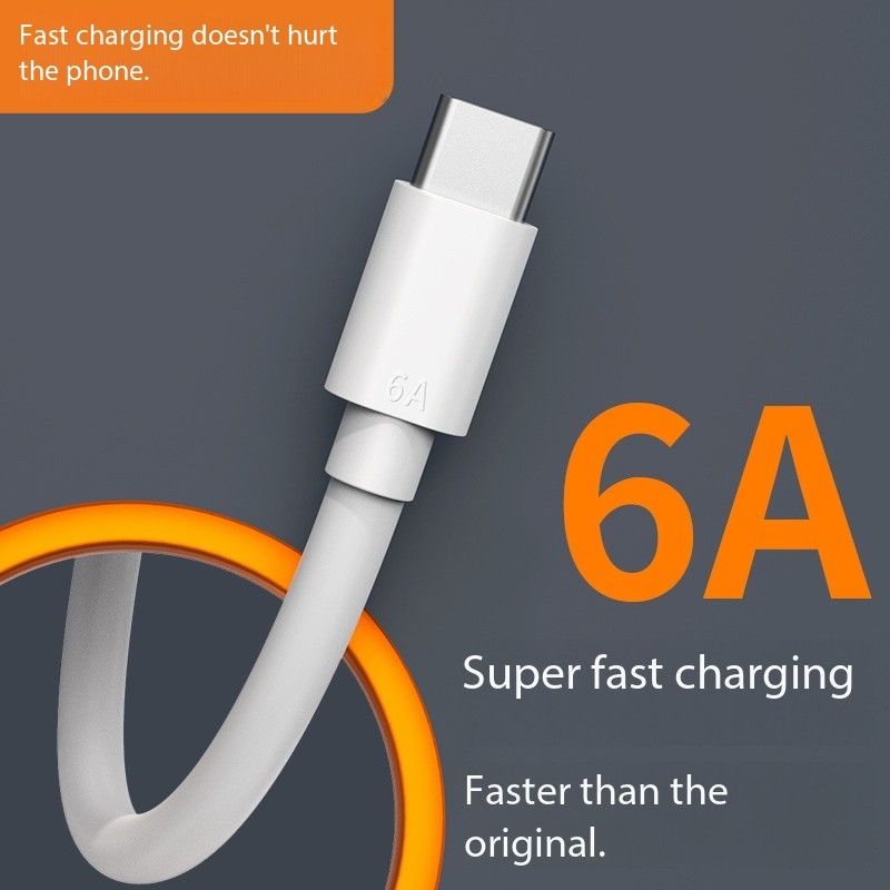Type-c single-head data cable 6A Flash Charge cable typec is suitable for Huawei mobile phone charging cable quick charge gift