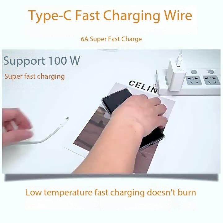 Type-c single-head data cable 6A Flash Charge cable typec is suitable for Huawei mobile phone charging cable quick charge gift