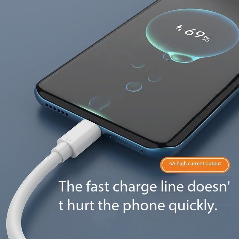 Type-c single-head data cable 6A Flash Charge cable typec is suitable for Huawei mobile phone charging cable quick charge gift