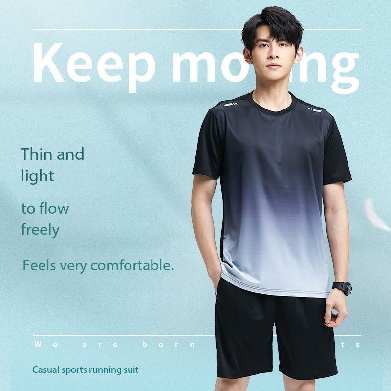 Men's sportswear set Summer short sleeve T-shirt Running suit Basketball training shorts