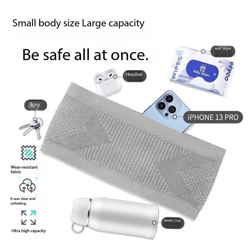 Sports invisible waist pack mobile phone bag multi-functional morning jog outdoor fitness men and women professional running waist pack with large capacity