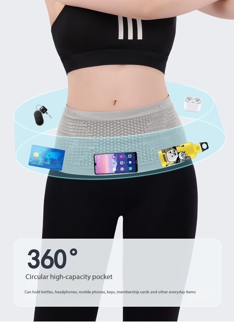 Sports invisible waist pack mobile phone bag multi-functional morning jog outdoor fitness men and women professional running waist pack with large capacity