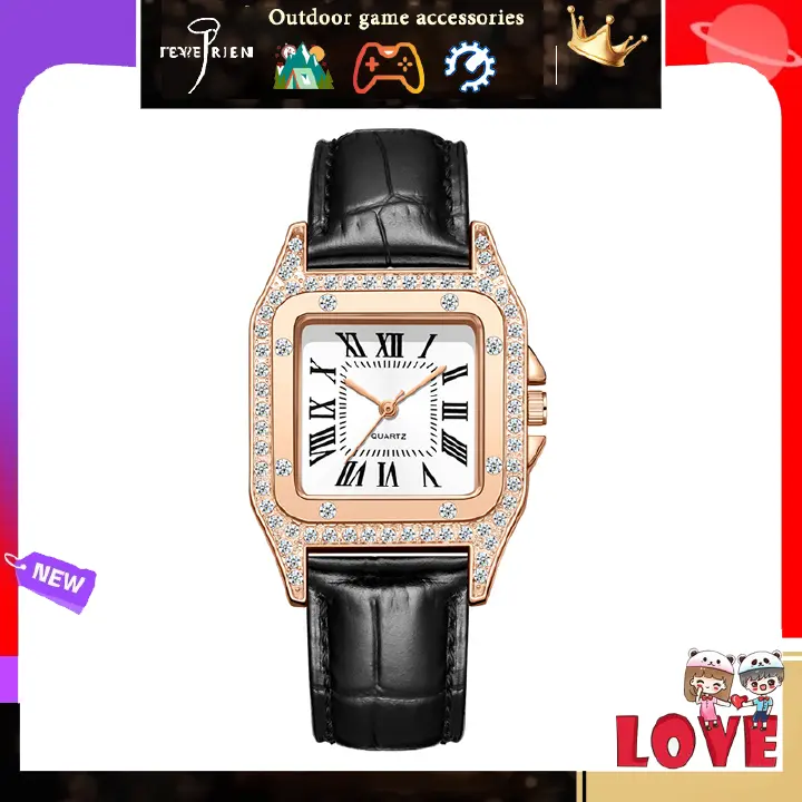 Foreign trade women's watch fashion square shell women's quartz watch diamond belt watch square dial watch