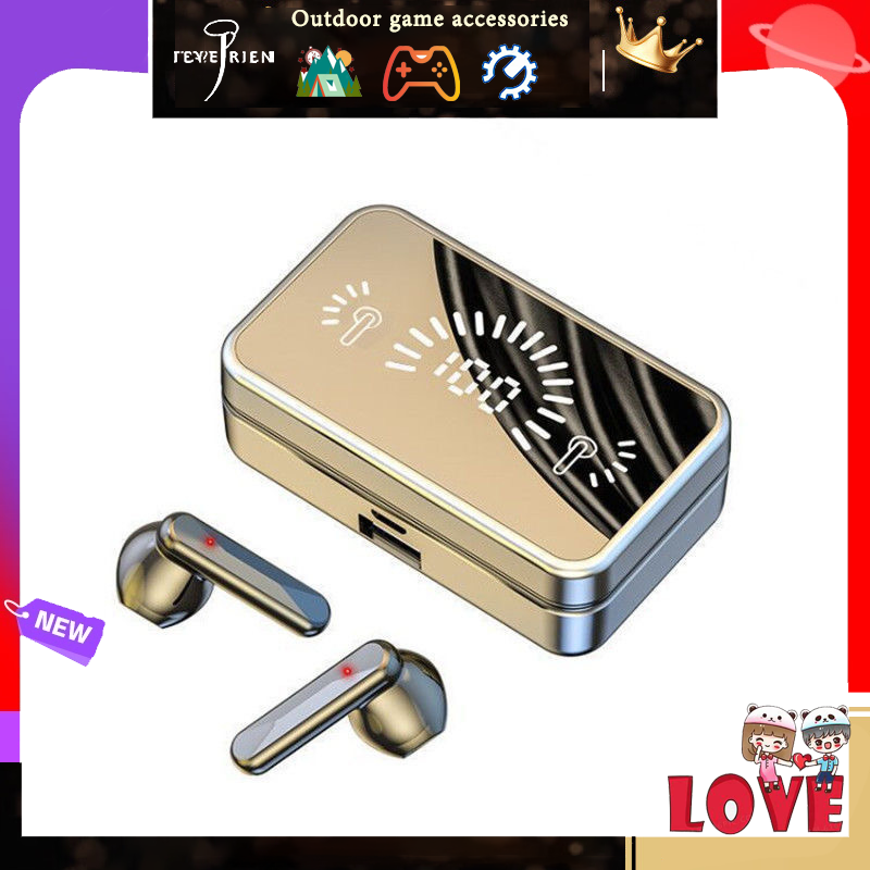 Digital mirror S20 Bluetooth headphone Cross-border new wireless headphone noise reduction touch digital display ultra-long endurance headphone Black