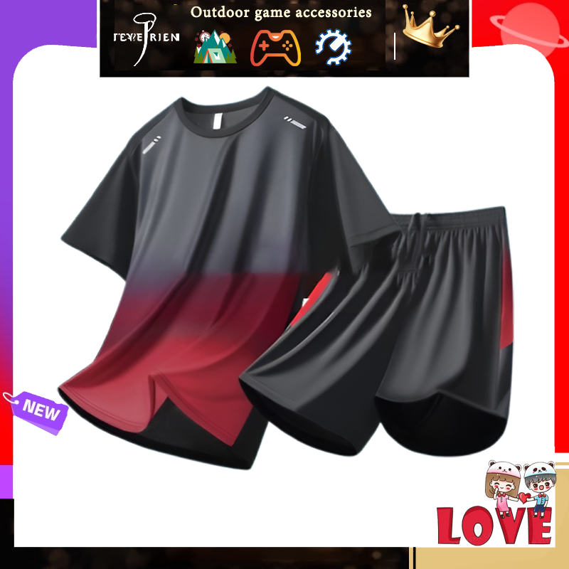 Men's sportswear set Summer short sleeve T-shirt Running suit Basketball training shorts