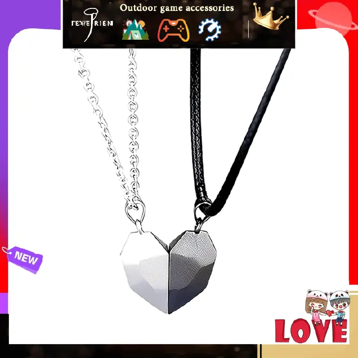 Love magnet couple necklace pendant Simple wishing stone heart Instagram clavicle chain jewelry pair