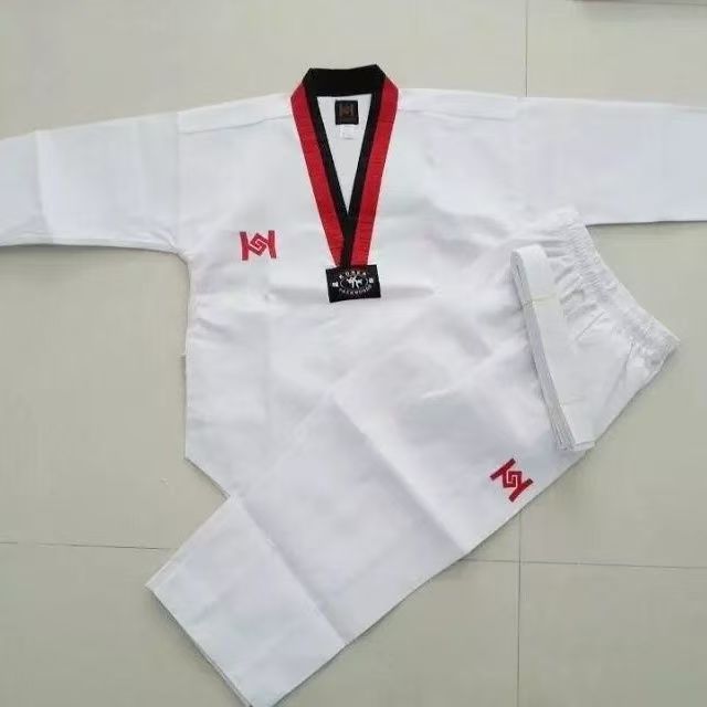 Taekwondo clothing for children and adults, long-sleeved and short-sleeved taekwondo uniforms, training uniforms, polyester-cotton taekwondo uniforms, training uniforms