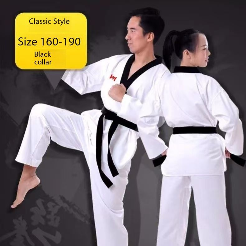 Taekwondo clothing for children and adults, long-sleeved and short-sleeved taekwondo uniforms, training uniforms, polyester-cotton taekwondo uniforms, training uniforms
