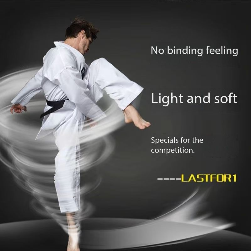 Taekwondo clothing for children and adults, long-sleeved and short-sleeved taekwondo uniforms, training uniforms, polyester-cotton taekwondo uniforms, training uniforms