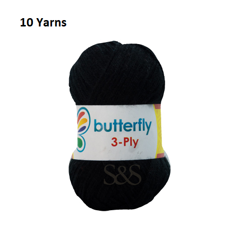 Knitting & Crocheting Essentials - Butterfly Yarns Pack of 5 or 10,Knitting Needles, Tapestry Mat Mesh, Latch Hook Crochet, Crochet Hook, CBC Sewing Kit