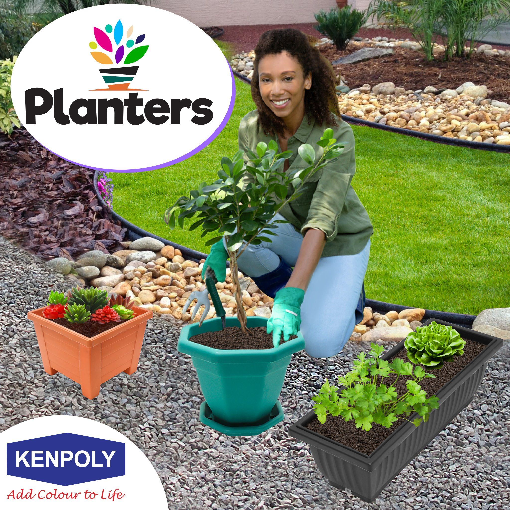 Planter Flower Pot Kenpoly Plastic Vegetable Plant Pot