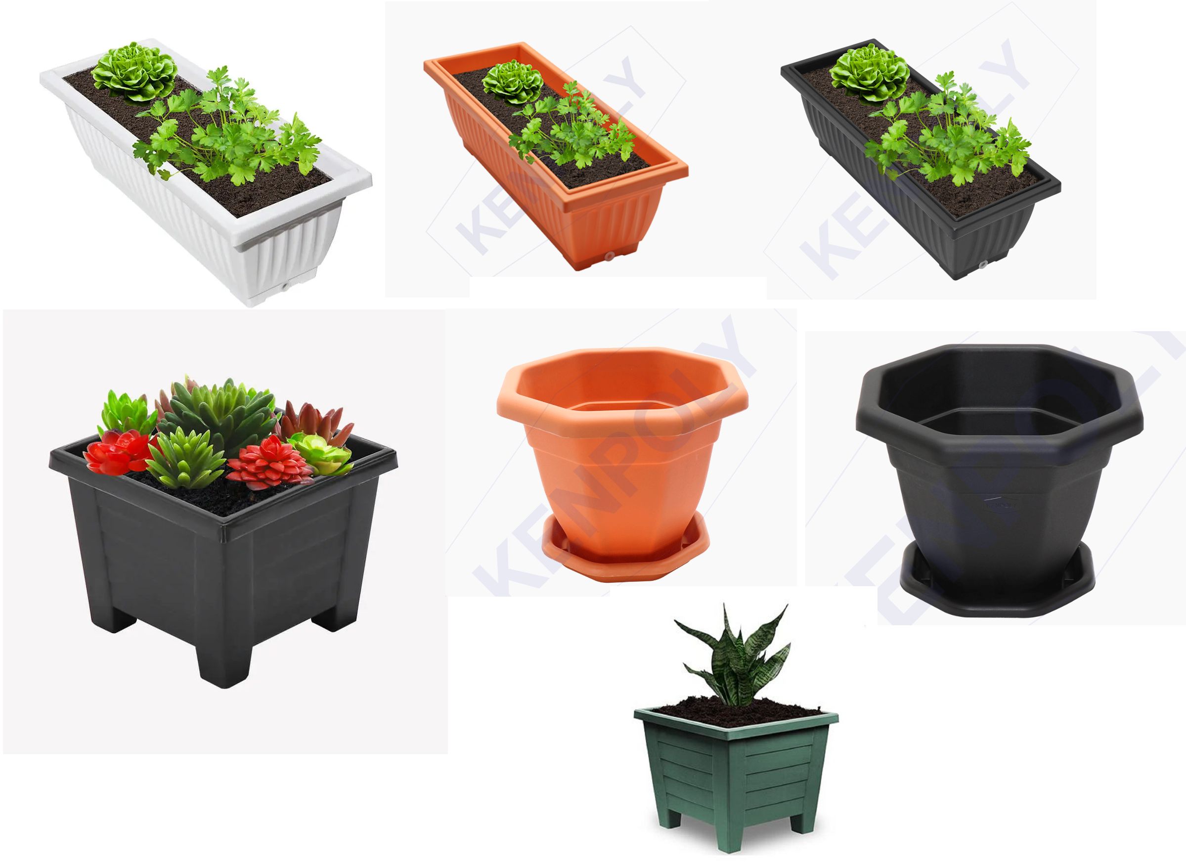 Planter Flower Pot Kenpoly Plastic Vegetable Plant Pot