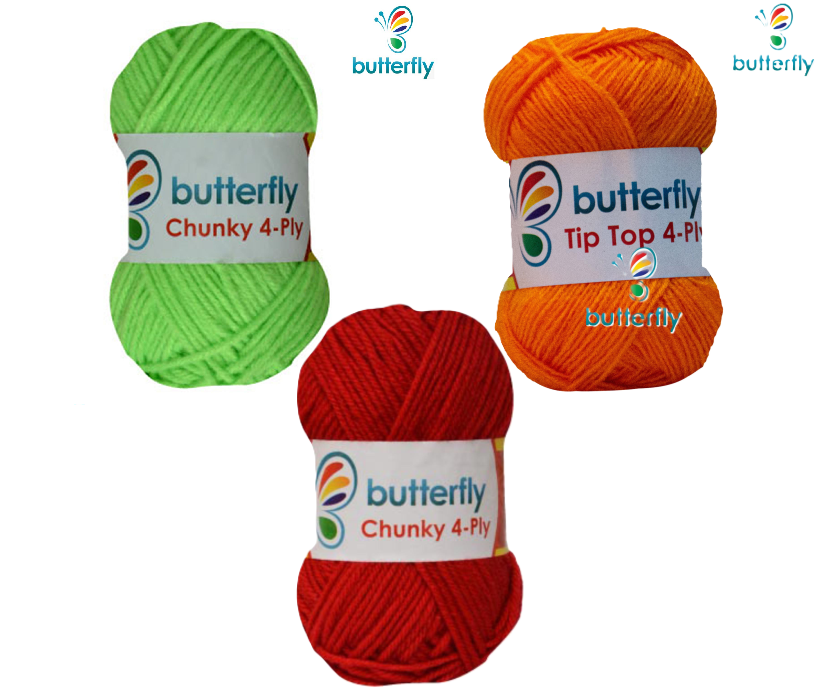 Butterfly Yarns (Pack of 5 Yarns Chunky Size or 10 Yarns Thin Size)