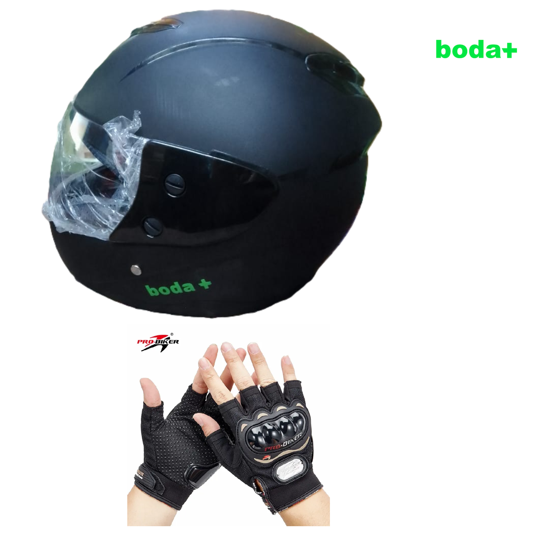 Boda Motorcycle Helmet & Gloves (Choose Colour)