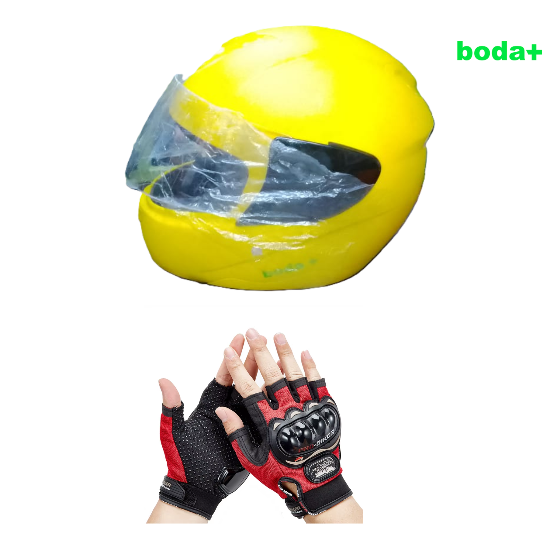 Boda Motorcycle Helmet & Gloves (Choose Colour)