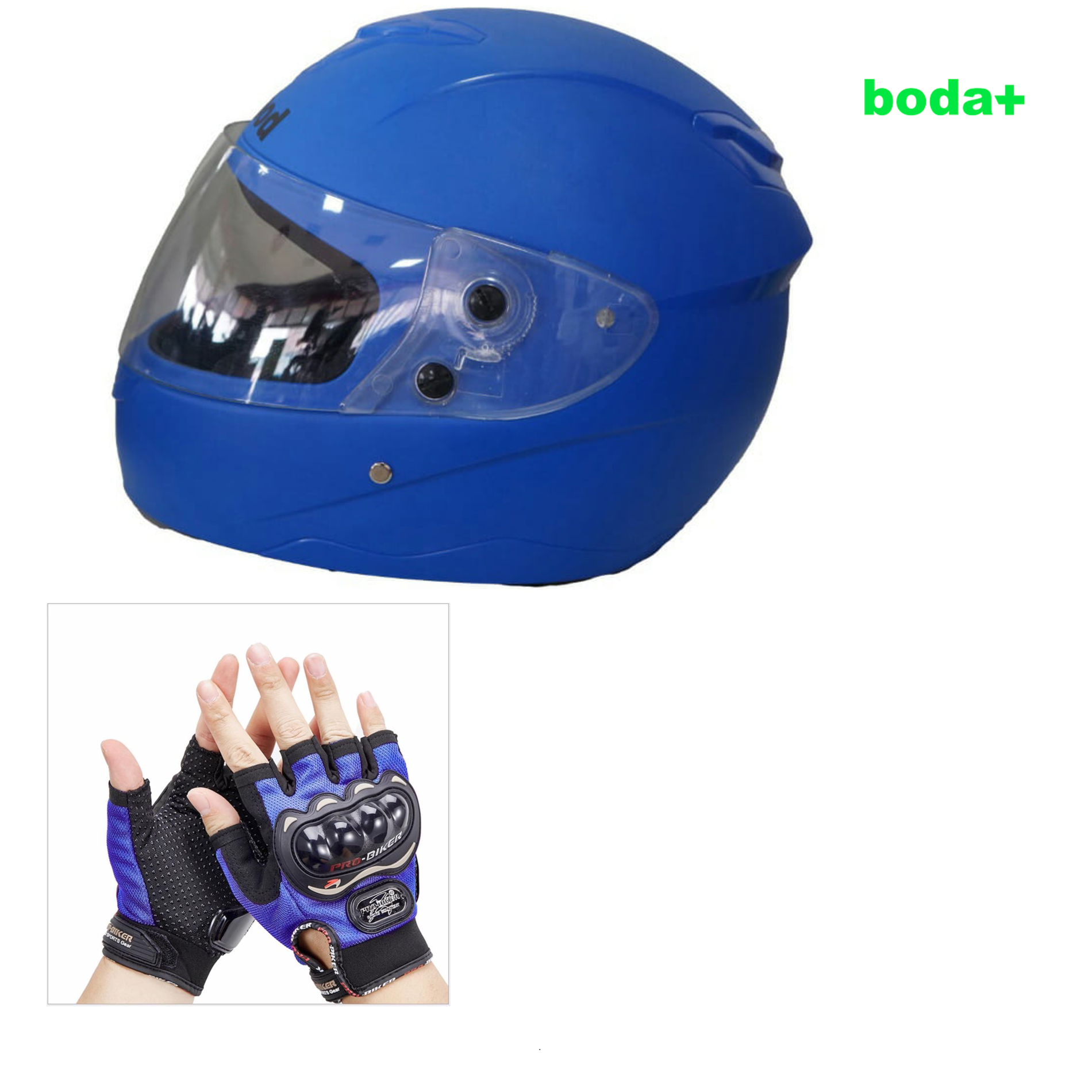 Boda Motorcycle Helmet & Gloves (Choose Colour)