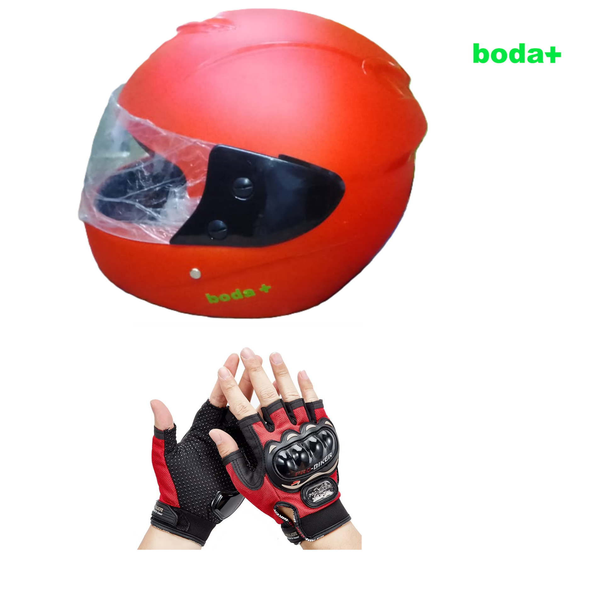 Boda Motorcycle Helmet & Gloves (Choose Colour)