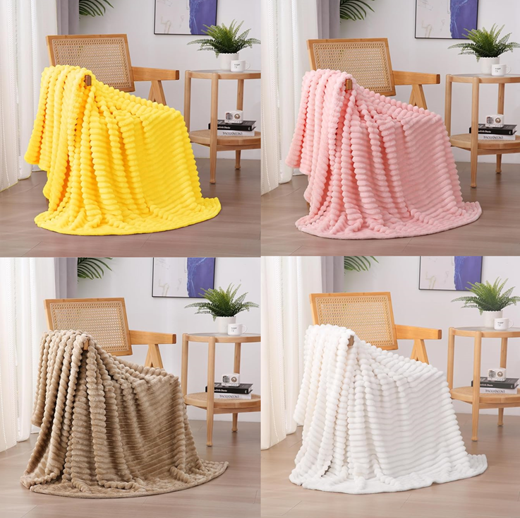 Fleece Throw Blanket for Couch Sofa Bed 6*6 (Choose Colour)