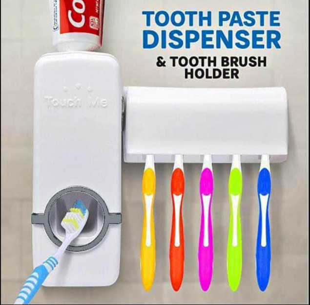 Automatic Toothpaste Dispenser Wall Mount Bathroom Accessories Toothpaste Squeezer Toothbrush Holder Toothpaste Storage