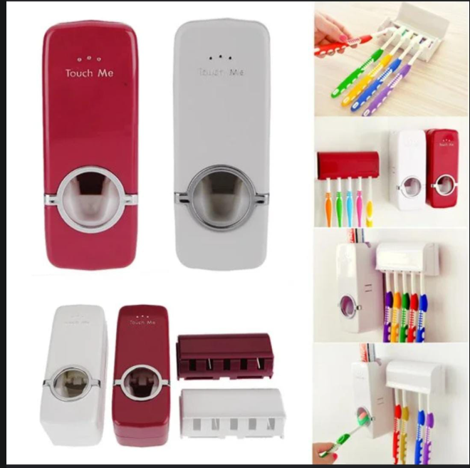 Automatic Toothpaste Dispenser Wall Mount Bathroom Accessories Toothpaste Squeezer Toothbrush Holder Toothpaste Storage