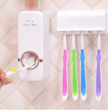 Automatic Toothpaste Dispenser Wall Mount Bathroom Accessories Toothpaste Squeezer Toothbrush Holder Toothpaste Storage