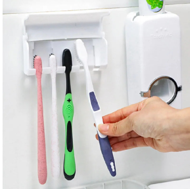 Automatic Toothpaste Dispenser Wall Mount Bathroom Accessories Toothpaste Squeezer Toothbrush Holder Toothpaste Storage