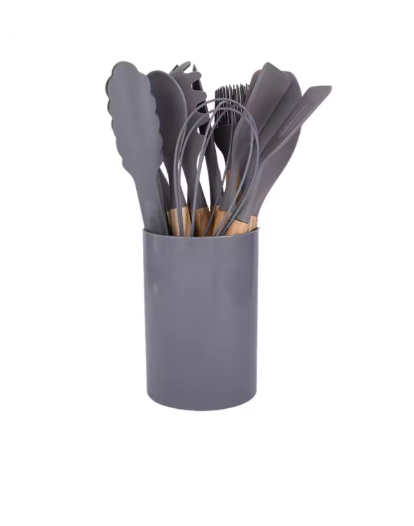 12-Piece Silicone Cooking Spoon Set with Bamboo Handles – Non-Stick Heat Resistant Kitchen Utensils