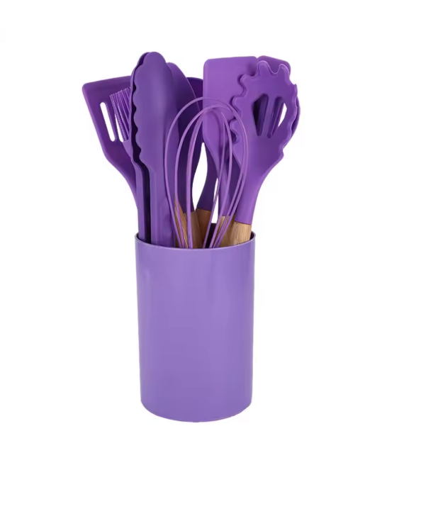 12-Piece Silicone Cooking Spoon Set with Bamboo Handles – Non-Stick Heat Resistant Kitchen Utensils