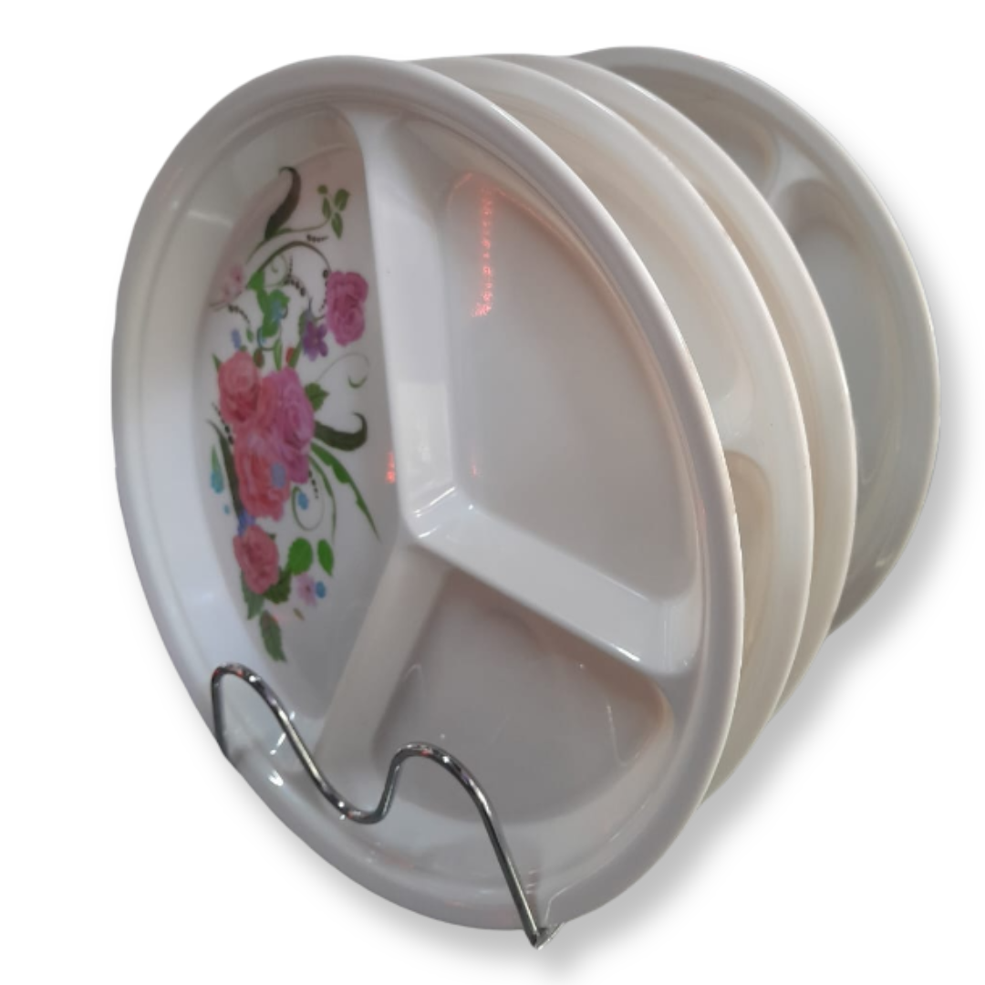 3-Section Partitioned Melamine Plates – Durable, Lightweight & Break-Resistant – 3-Section Reusable Plates for Kids, Adults, Camping & Meal Prep – Easy to Clean & BPA-Free