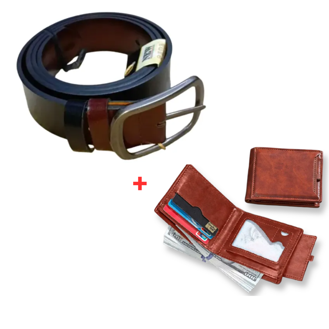 Men's Leather Belt + Matching Wallet Combo – Classic & Stylish Set  Classic Belt Matching Wallet