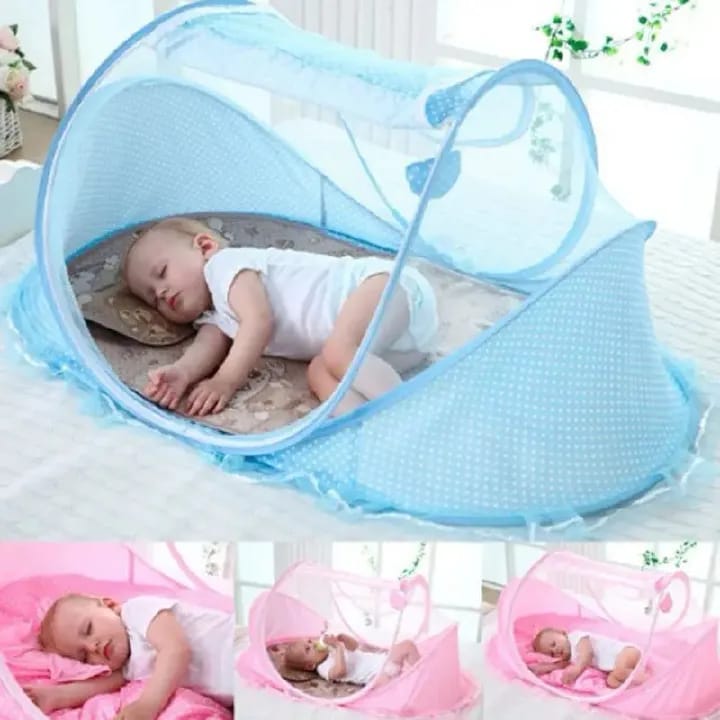 Foldable Baby Net with Zip Closure & Soft Sponge Mattress – Mosquito Protection & Comfort for Infants Easy to fold, store, and carry—perfect for home and travel use