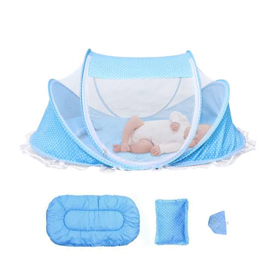 Foldable Baby Net with Zip Closure & Soft Sponge Mattress – Mosquito Protection & Comfort for Infants Easy to fold, store, and carry—perfect for home and travel use