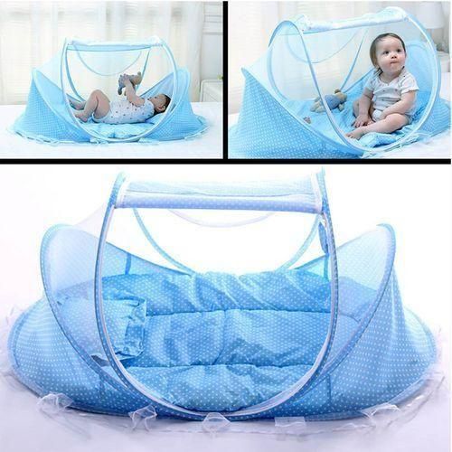 Foldable Baby Net with Zip Closure & Soft Sponge Mattress – Mosquito Protection & Comfort for Infants Easy to fold, store, and carry—perfect for home and travel use