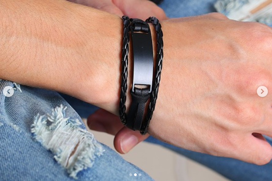 Men's Braided Leather Bracelet – Engravable Metal ID Tag, Adjustable Fit, Unisex Design for Gifts & Daily Wear Perfect for casual, bohemian, or layered jewelry looks