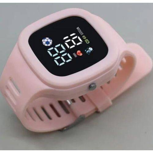 LED Digital Kids Watch – Soft Peach Silicone Waterproof Bracelet Wristwatch with Colorful LED Backlight, Calendar & Alarm for Girls, Boys & Toddlers