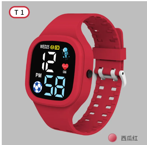 LED Digital Kids Watch – Soft Peach Silicone Waterproof Bracelet Wristwatch with Colorful LED Backlight, Calendar & Alarm for Girls, Boys & Toddlers