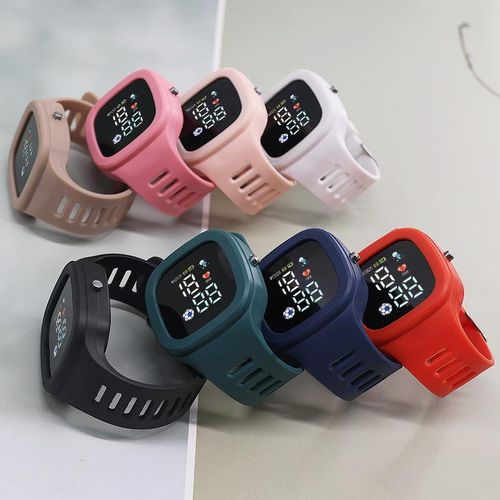 LED Digital Kids Watch – Soft Peach Silicone Waterproof Bracelet Wristwatch with Colorful LED Backlight, Calendar & Alarm for Girls, Boys & Toddlers