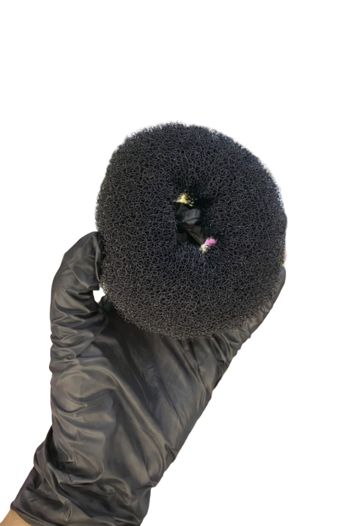 Black mesh hair donut is made from breathable, elastic mesh that grips hair securely while remaining lightweight and comfortable. Perfect for sleek high buns, ballerina buns, and casual updos.