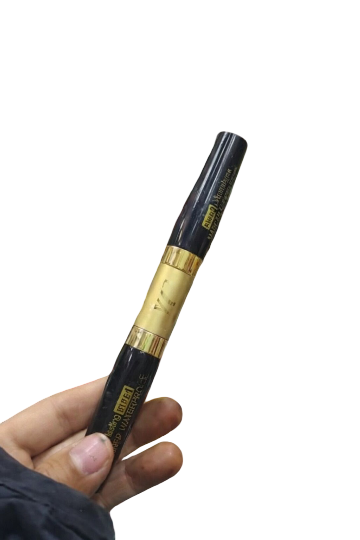 Professional 2-in-1 Mascara – Double Effect Lengthening & Volumizing Formula, Waterproof, Sweat-Proof & Long-Lasting Eyelash Makeup for Natural & Dramatic Look