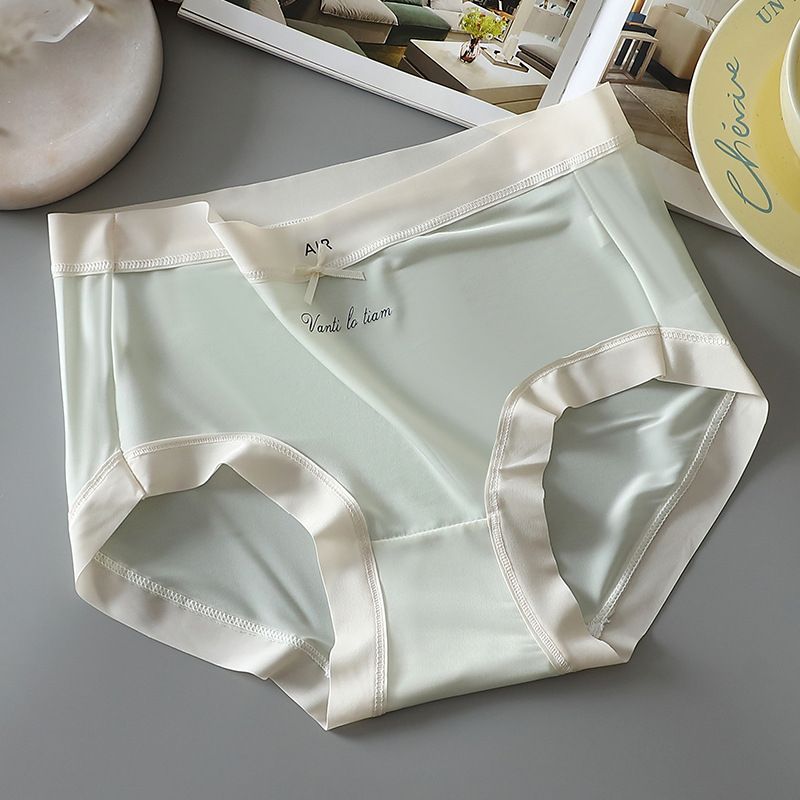 5PCSIce Silk Nude Feel Ultra Thin Breathable Women's Underwear Medium Waist Female Student Traceless Cotton Crotch 3D facial mask Pants