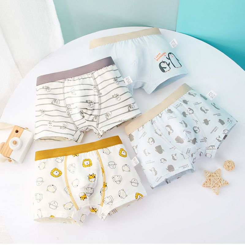 4PCSChildren's underwear, boys' cotton flat corner pants, boys' medium to small children, medium to large children, teenagers' boys' square corner pants