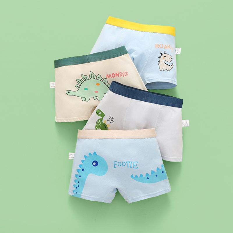 4PCSChildren's underwear, boys' cotton flat corner pants, boys' medium to small children, medium to large children, teenagers' boys' square corner pants