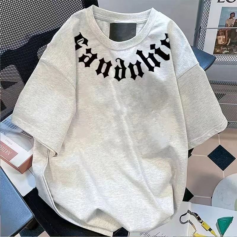 Retro trendy hip hop letter short sleeved T-shirt for men and women in spring and summer, loose and lazy style, couple pullover top
