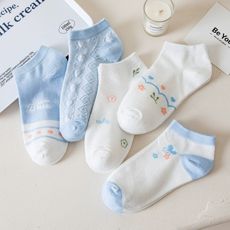 5PCSMen's and women's socks, children's spring and autumn short socks