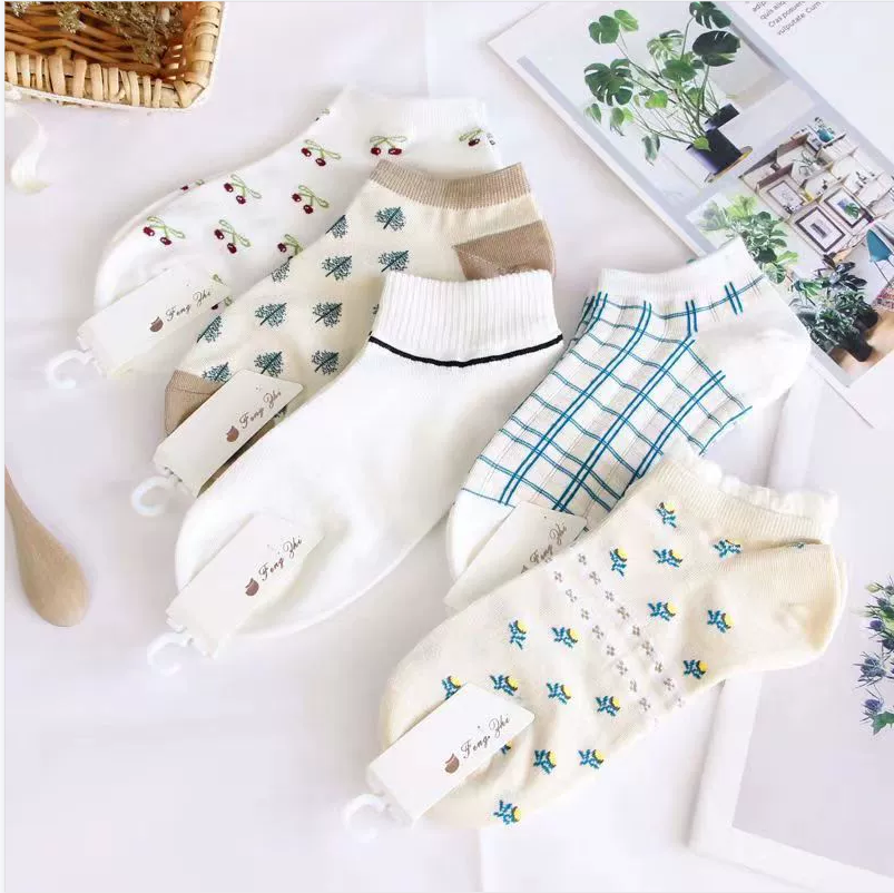5PCSMen's and women's socks, children's spring and autumn short socks