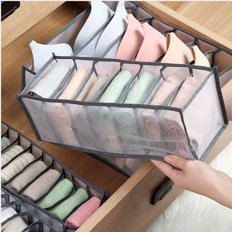 Underwear drawer style storage box, home grid sock sorting box, wardrobe, dormitory three piece set storage bag