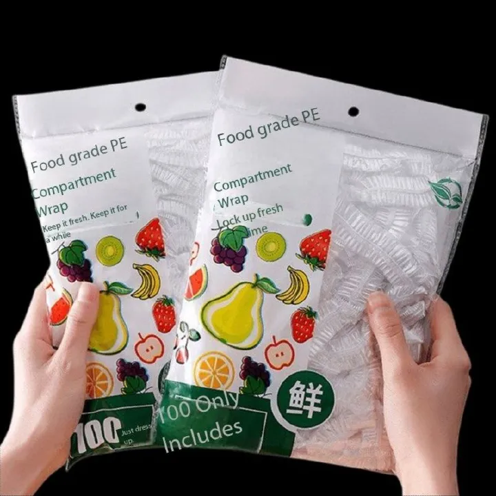 100pcs Plastic wrap cover, food grade PE household plastic wrap, thickened disposable plastic bag, dust-proof, insect proof, leftover rice bowl cover